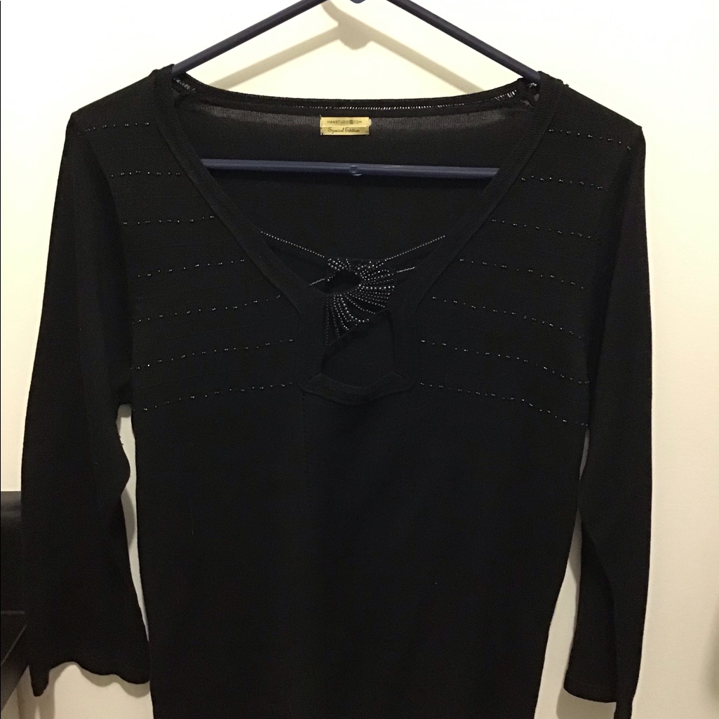 Black Beaded Sweater